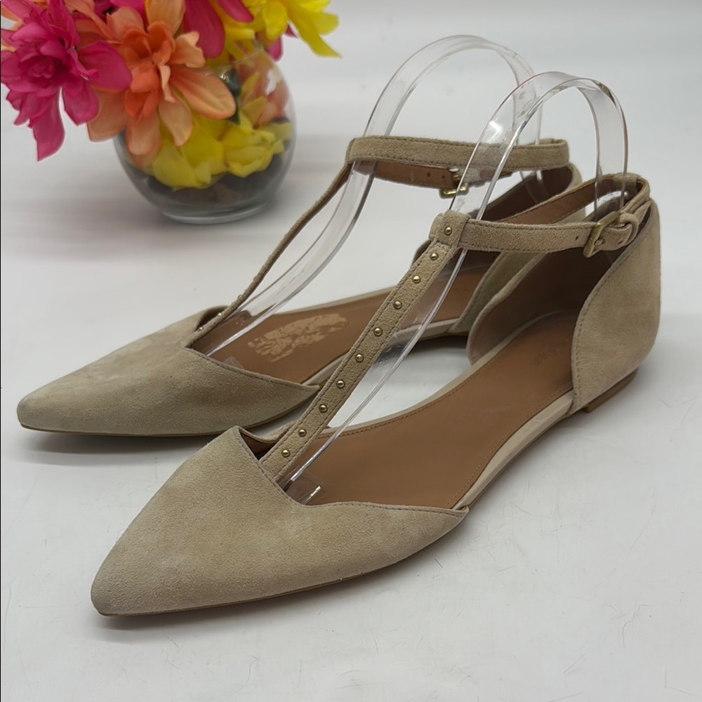 Calvin Klein Beige T-Strap Flats Size 10 BFL8642C